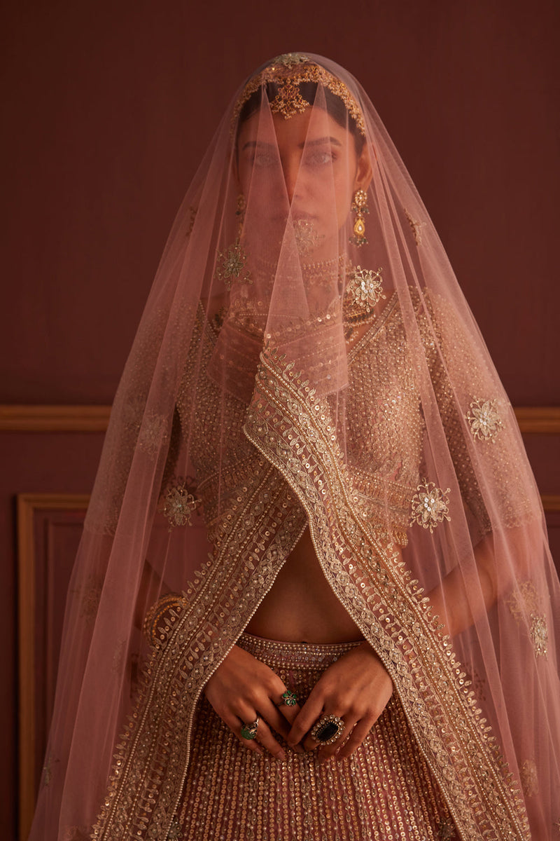 Pink Bead Embellished Bridal Lehenga