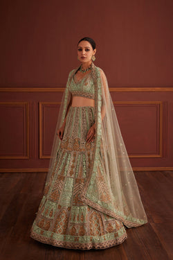 Green Two-Toned Dori Lehenga