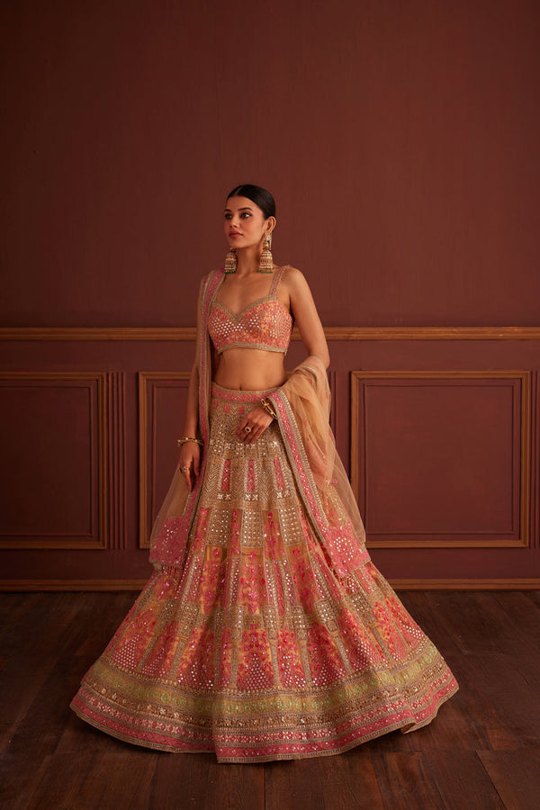 Pink Mirror-Work Lehenga