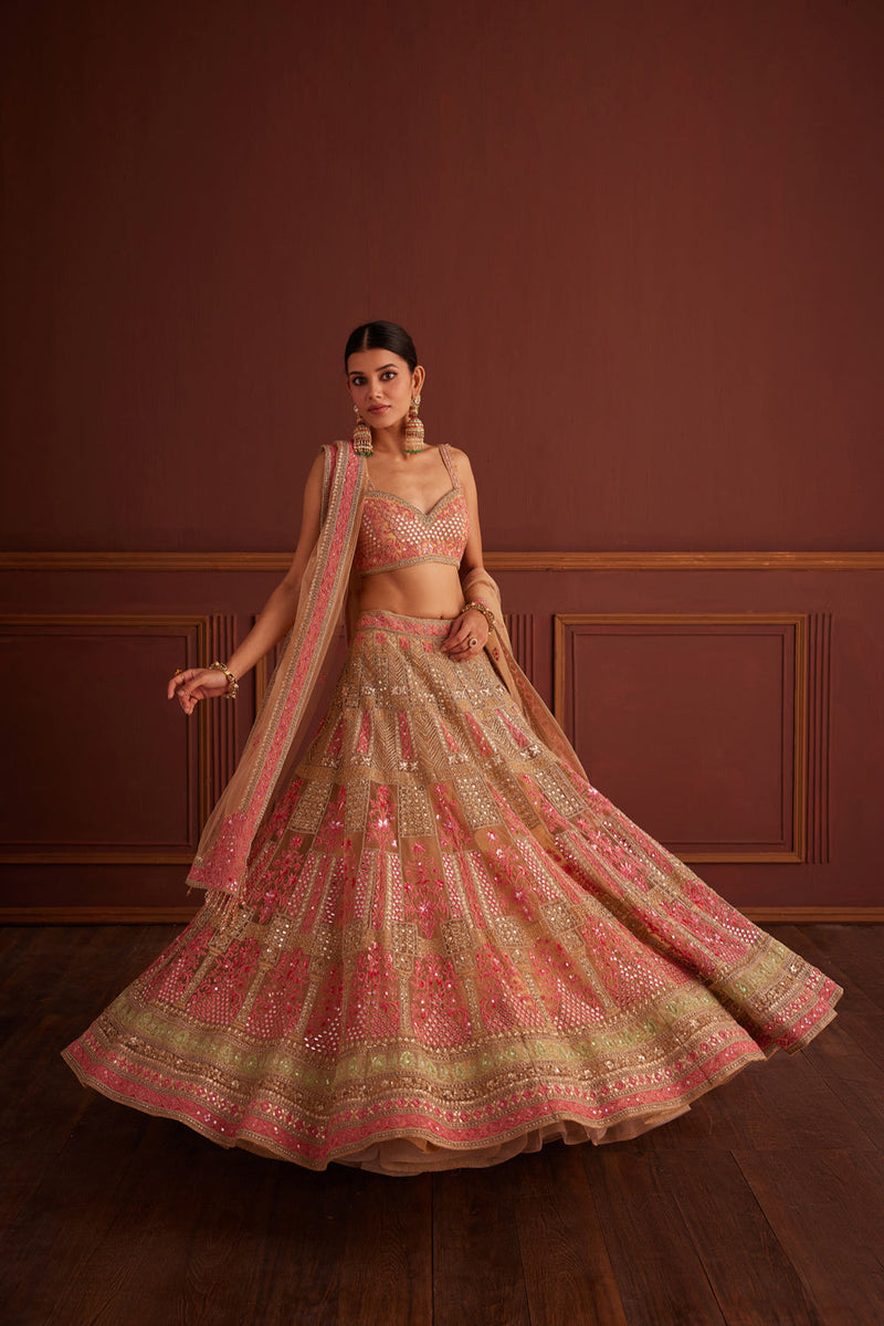 Pink Mirror-Work Lehenga