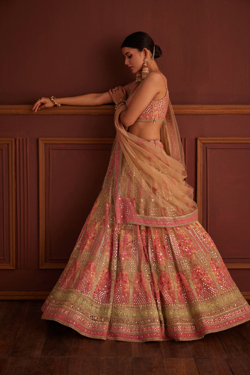 Pink Mirror-Work Lehenga