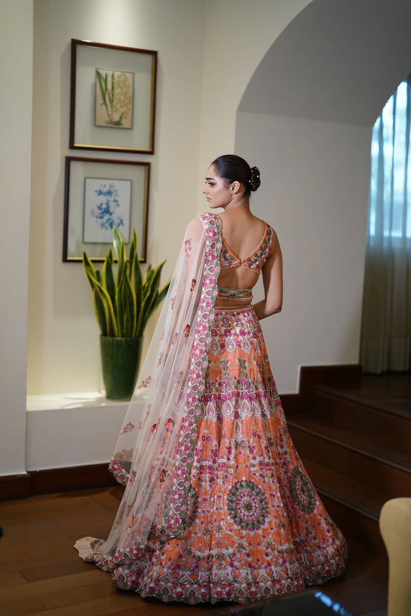 Multi-Coloured Resham Dori Lehenga