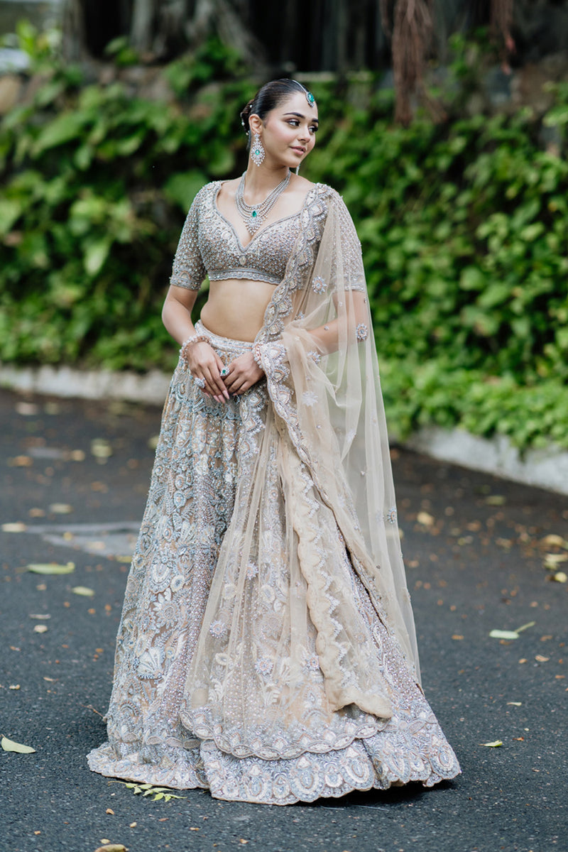 Champagne Gold Dabka Embellished Lehenga