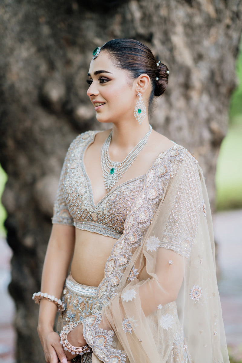 Champagne Gold Dabka Embellished Lehenga