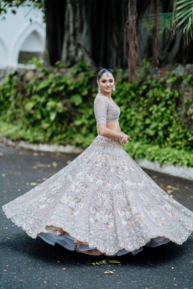 Champagne Gold Dabka Embellished Lehenga