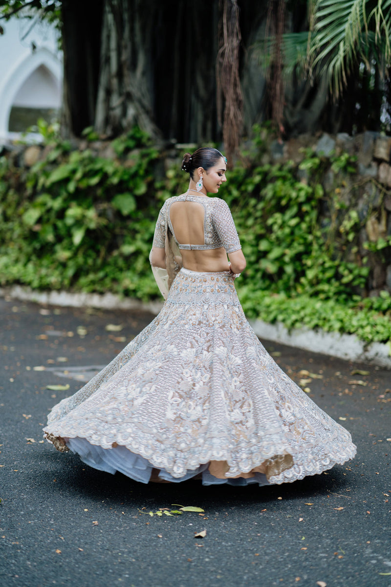 Champagne Gold Dabka Embellished Lehenga