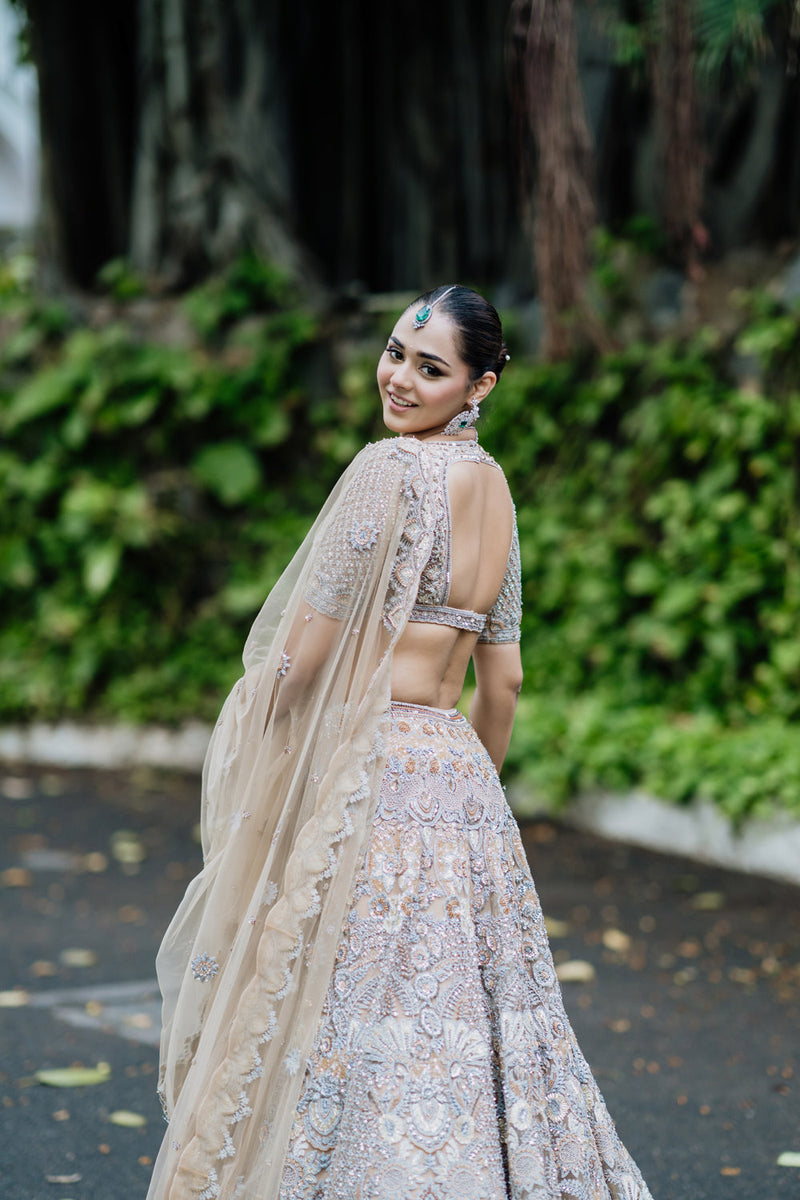 Champagne Gold Dabka Embellished Lehenga