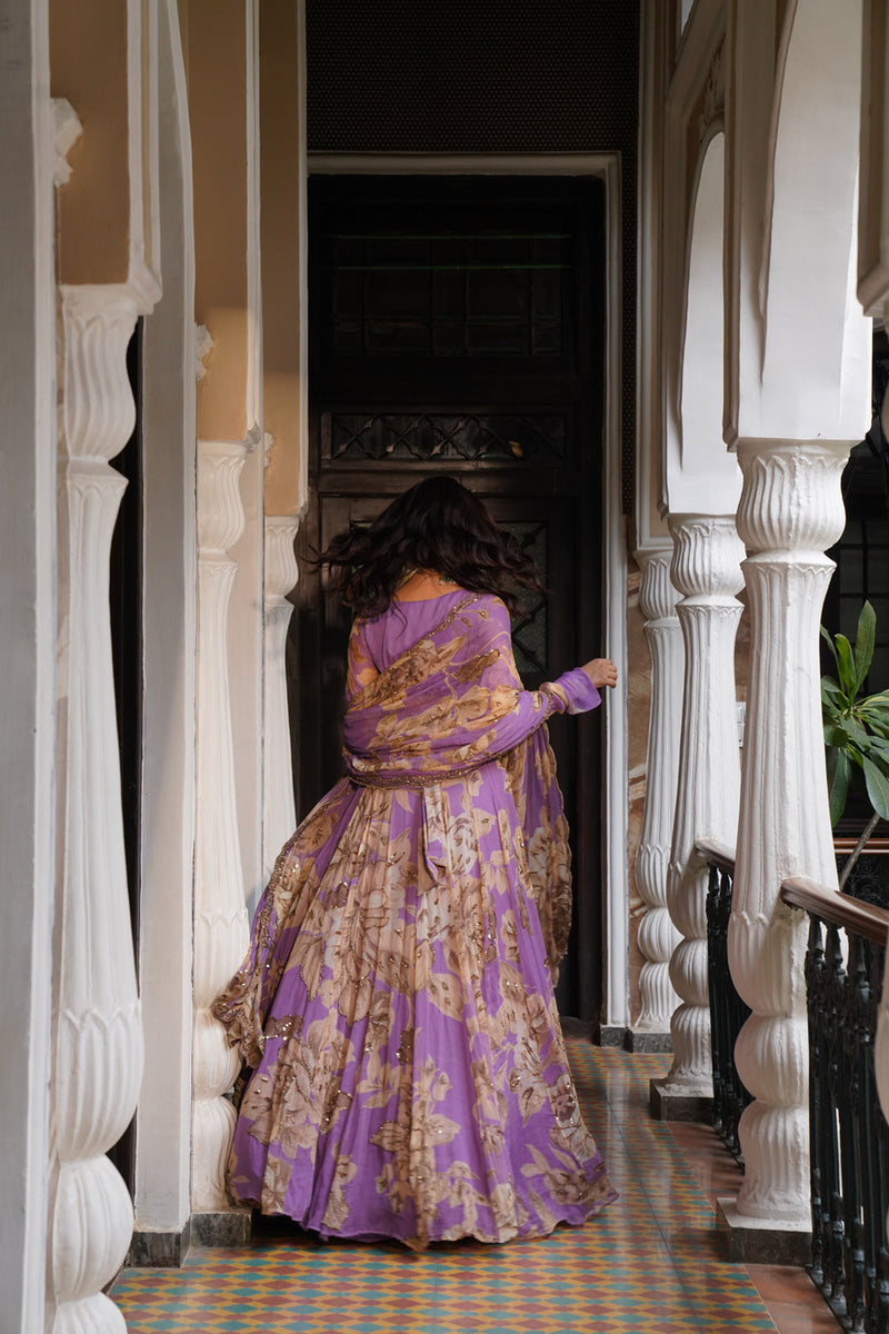 Lavender Floral  Lehenga Set