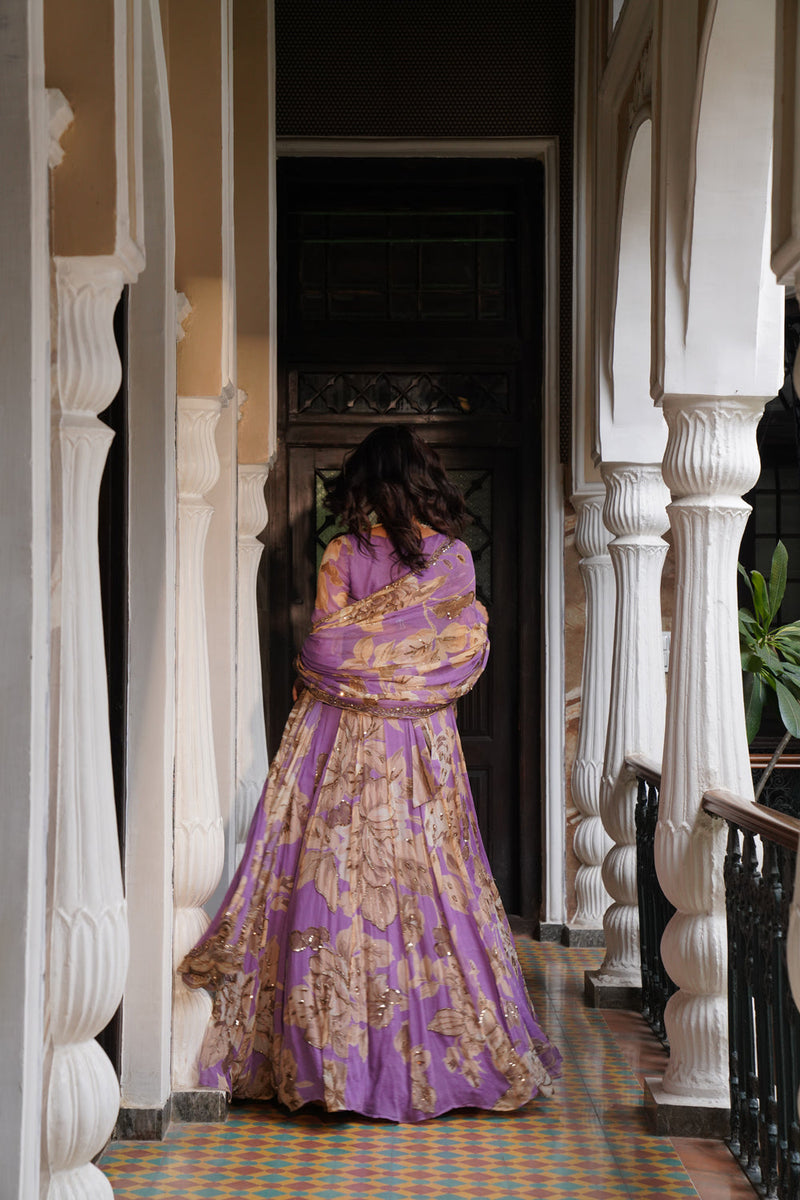 Lavender Floral  Lehenga Set