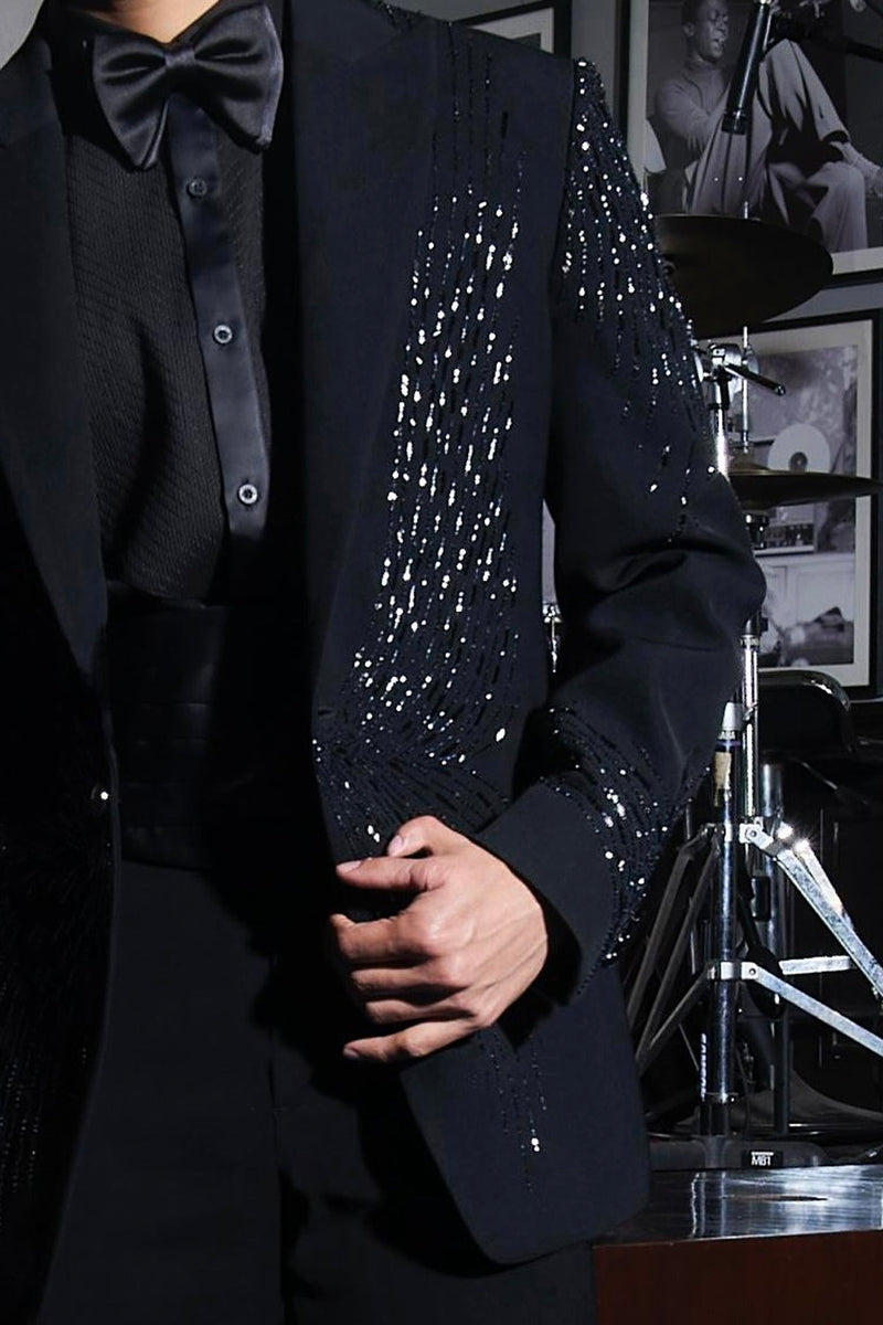 Noir Butterfly Embroidered Tuxedo Set