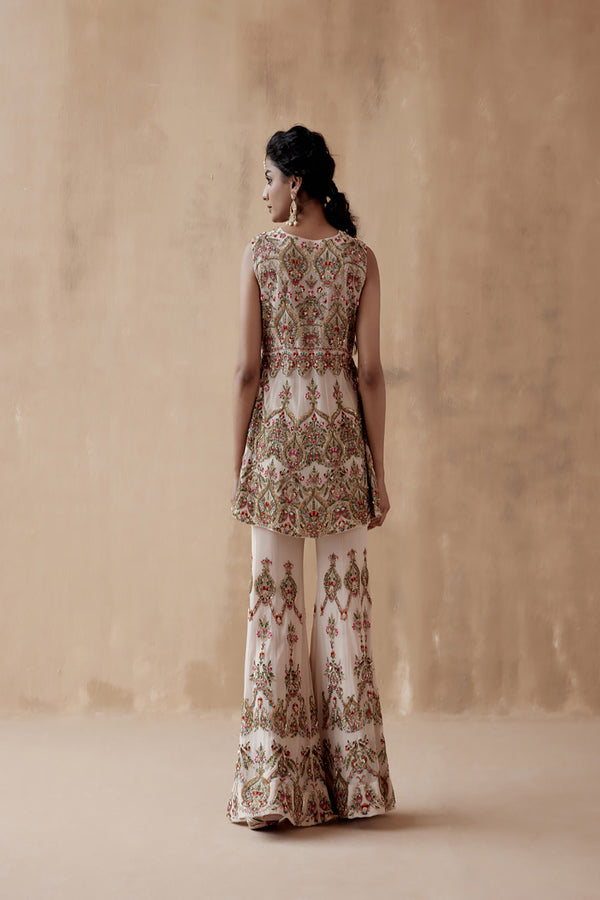 Beige Kurta With Sharara