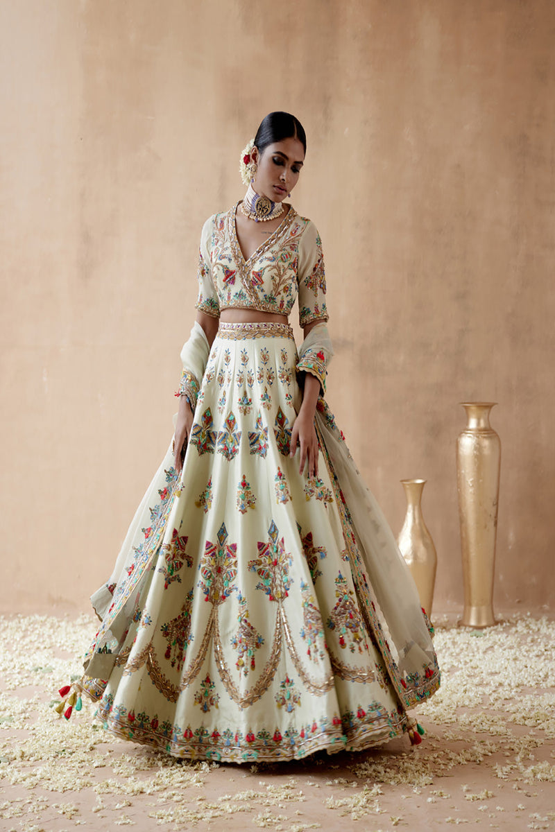 Mint Green Dupion Silk Lehenga Set