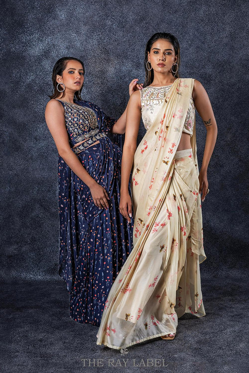 Offwhite Pre Draped Saree