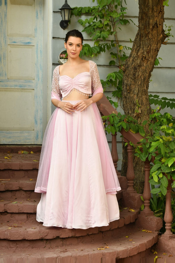 Pink Color Indo Western Lehnga Set
