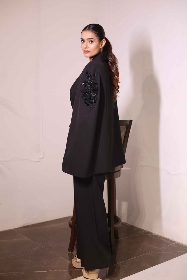 Black cape blazer
