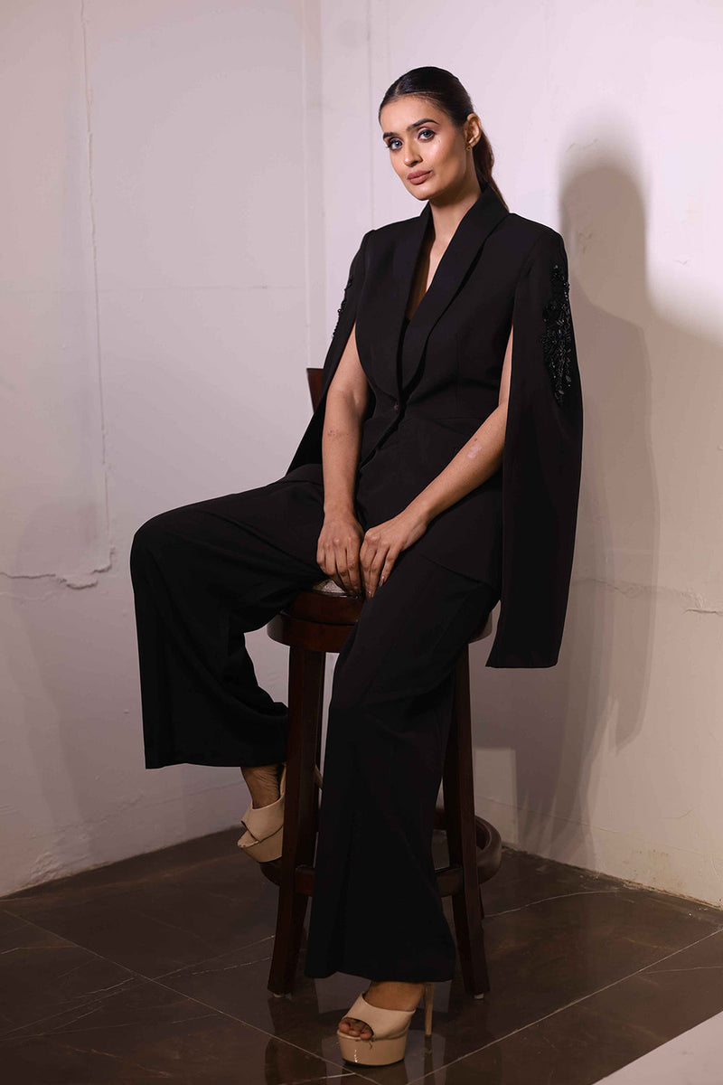 Black cape blazer