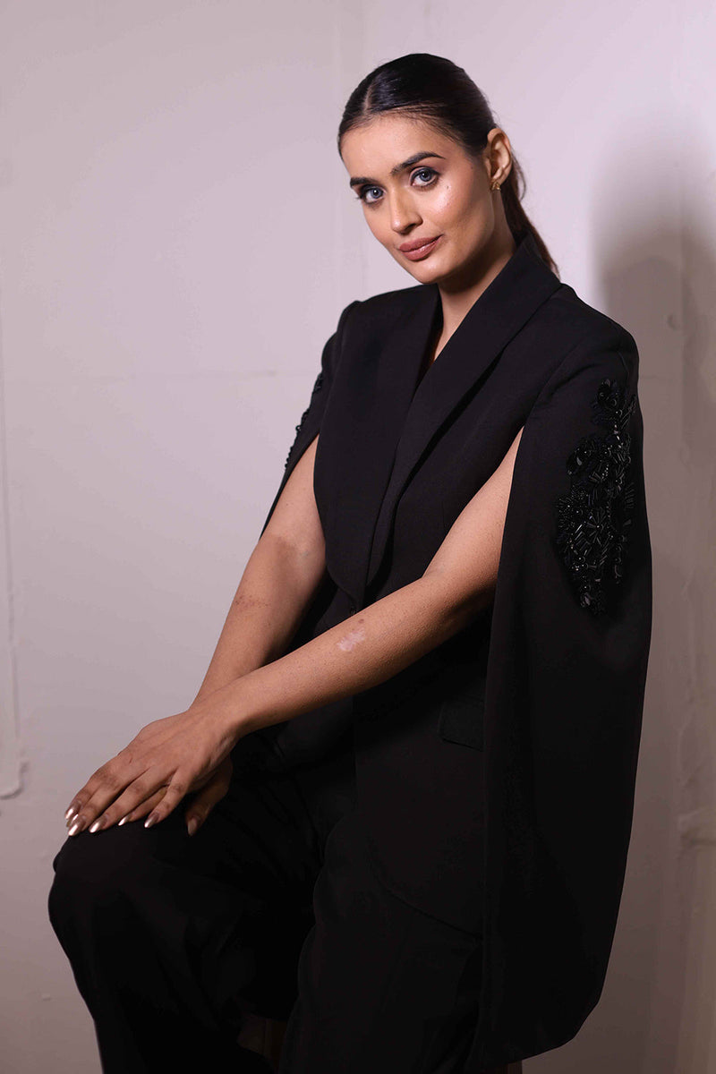 Black cape blazer