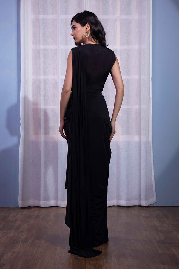 Black stitched lycra saree