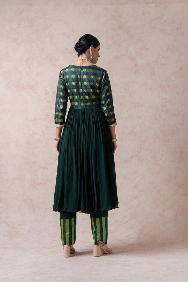 Tanchoi Silk Anarkali With Palazzo, Dupatta