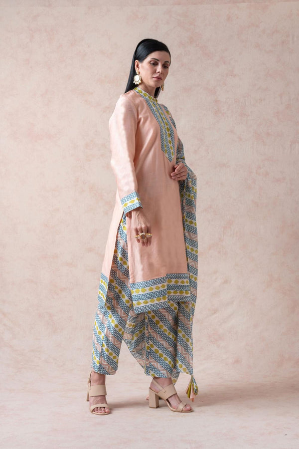 Chanderi Silk Kurta, Palazzo And Dupatta