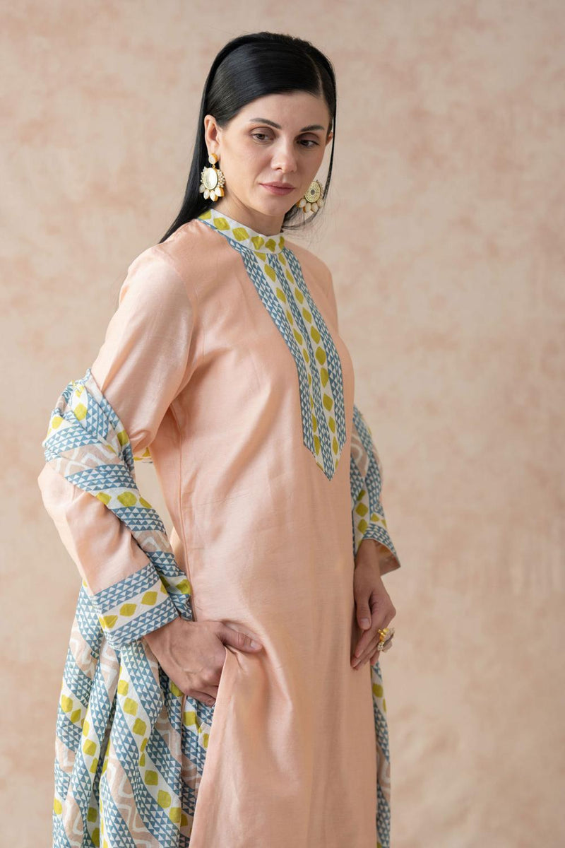 Chanderi Silk Kurta, Palazzo And Dupatta