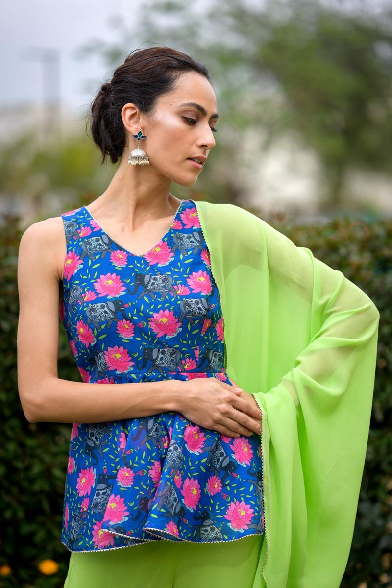 Peblum Kurti With Gharara, Dupatta