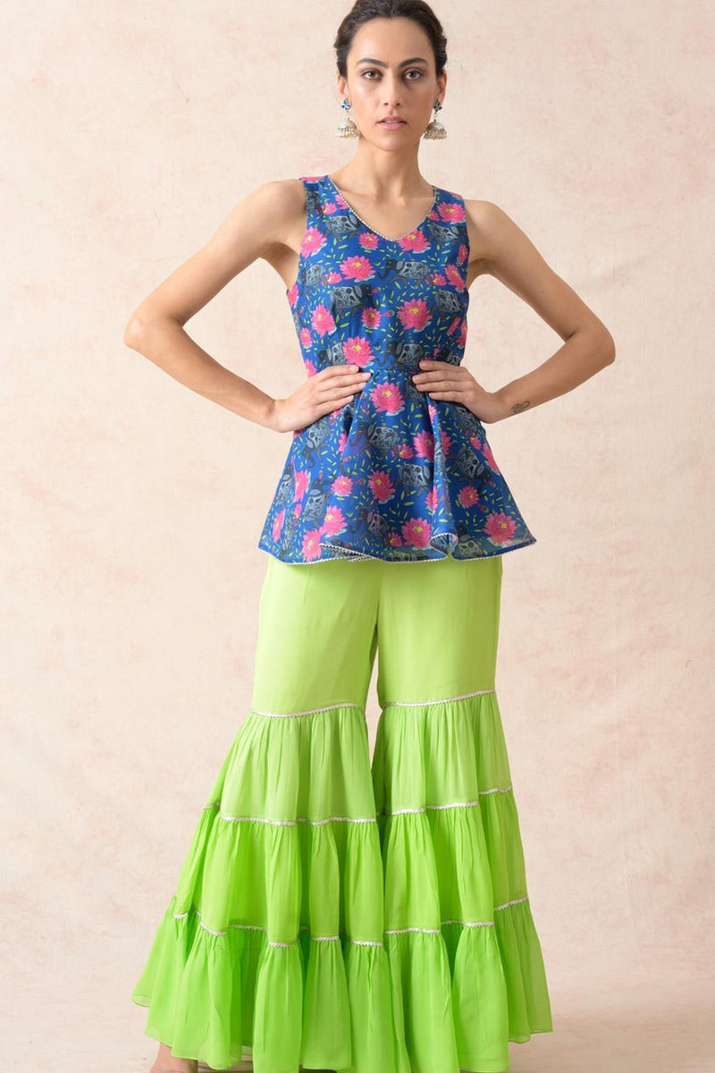 Peblum Kurti With Gharara, Dupatta