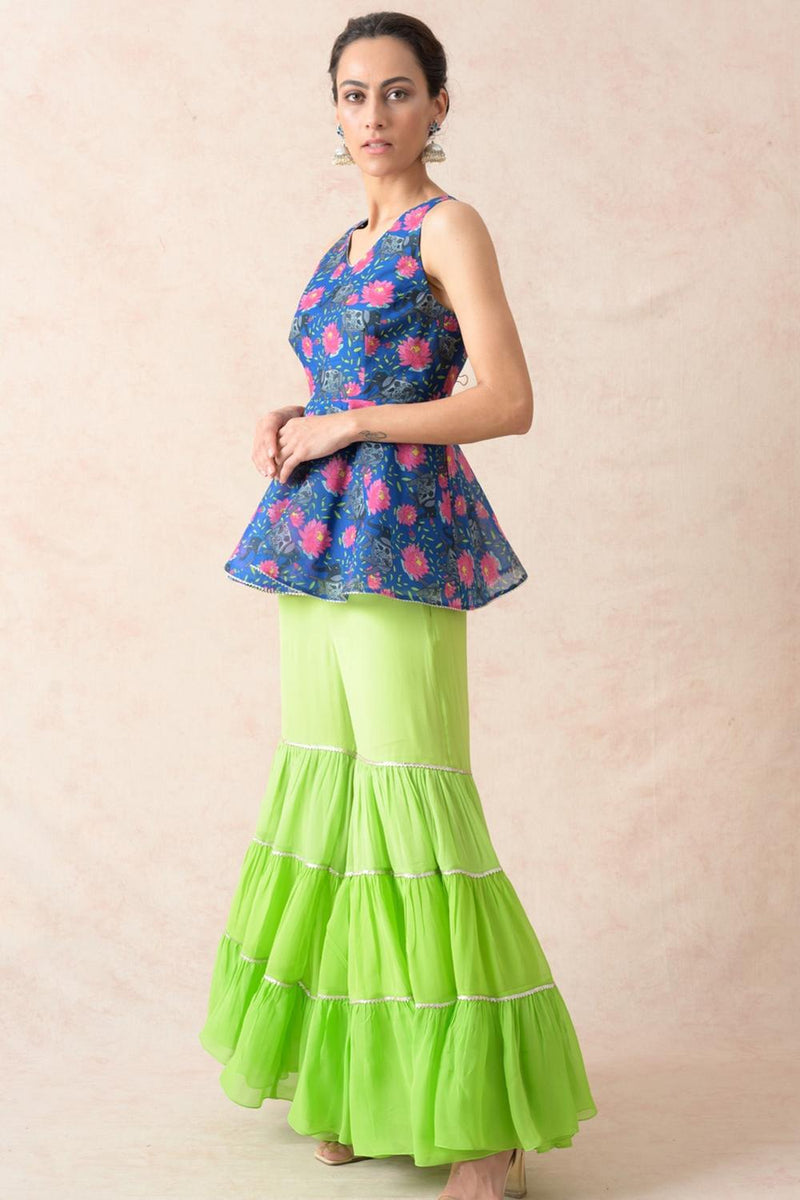 Peblum Kurti With Gharara, Dupatta