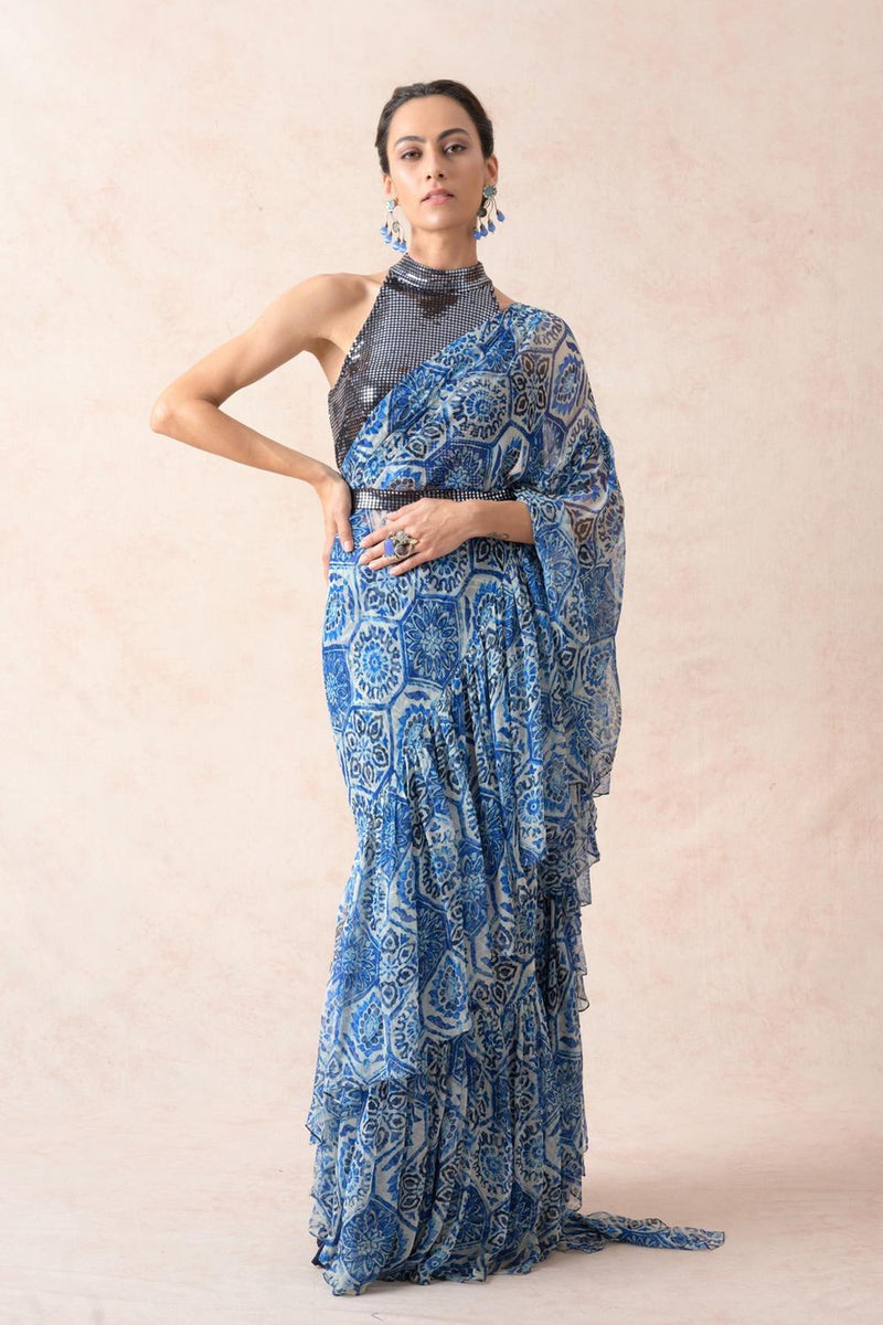 Maya Pre-Draped Ruffle Saree