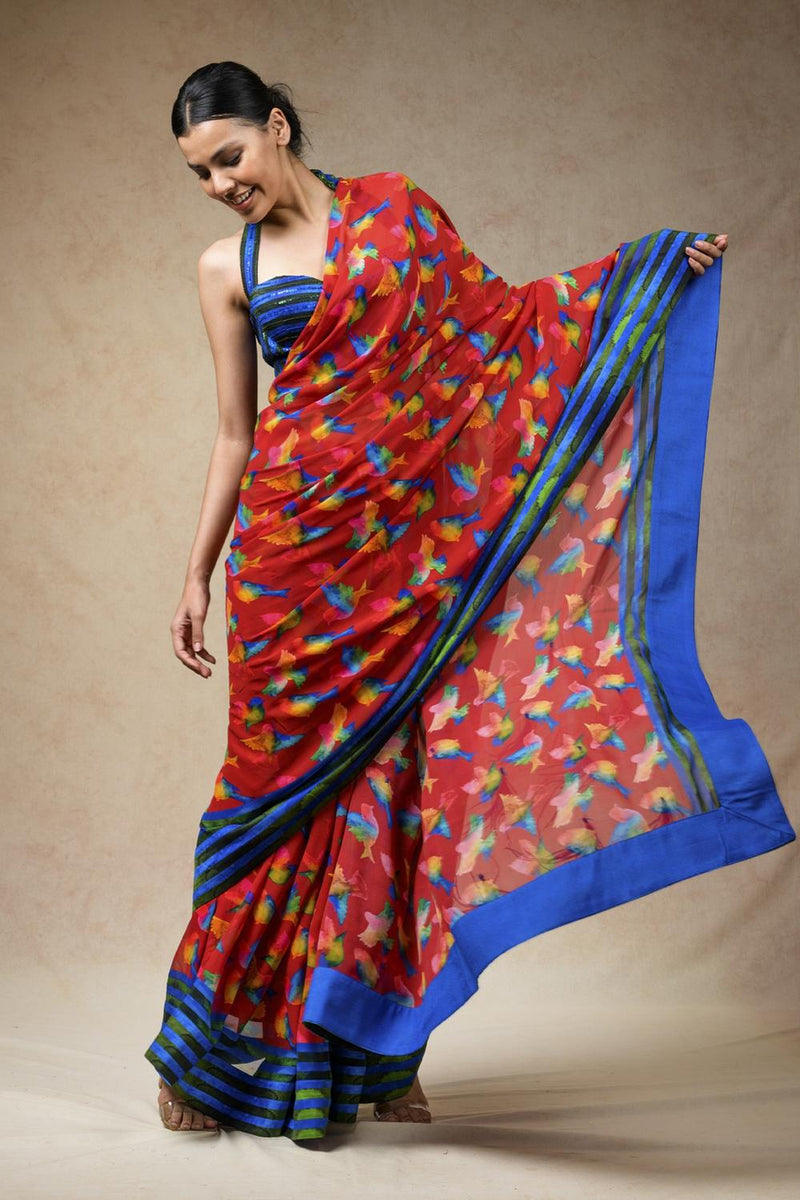 Hand Embroidered Blouse With Saree