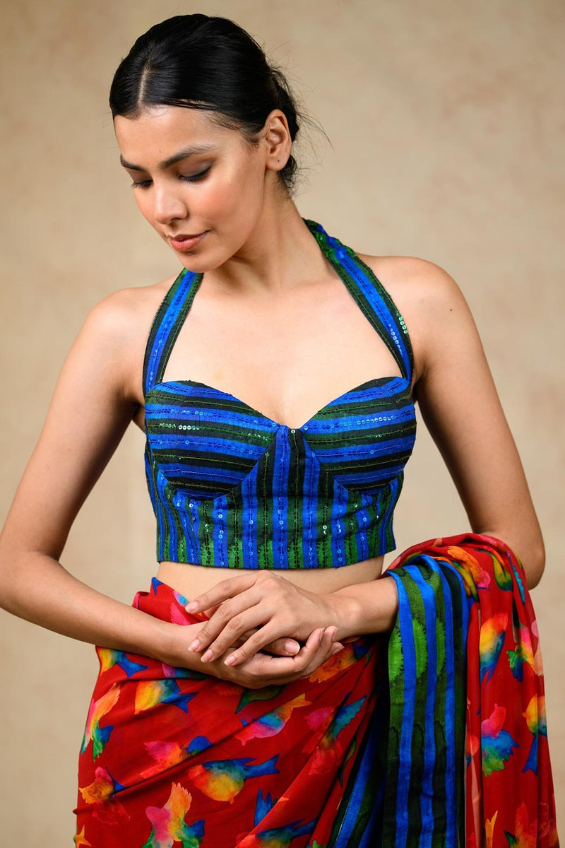Hand Embroidered Blouse With Saree
