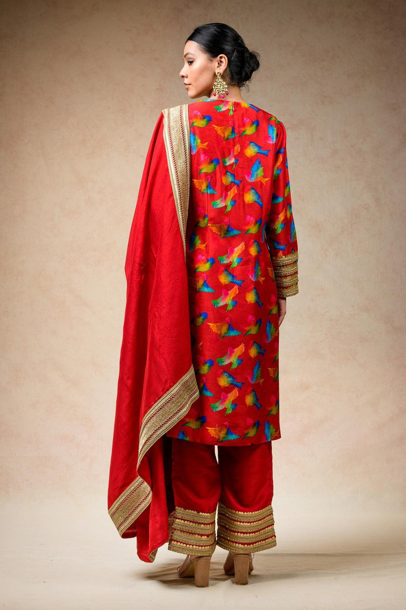 Suit With Palazzo, Dupatta