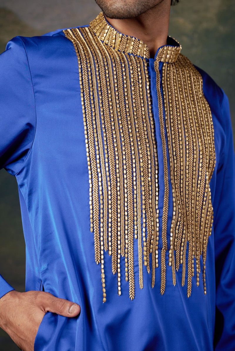 Antique Hand-Embroidered Kurta with Matching Pyjama