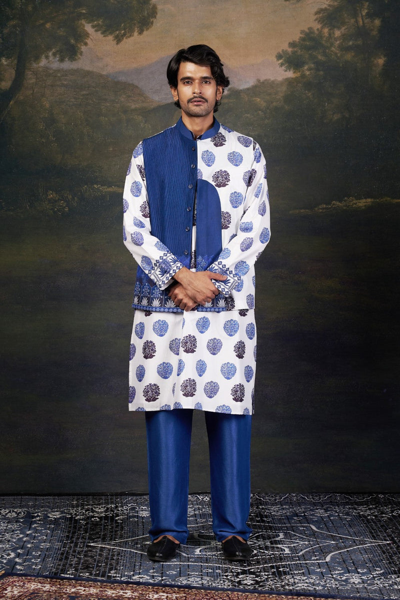 Buuti Print Nehru Jacket with Kurta & Pyjama