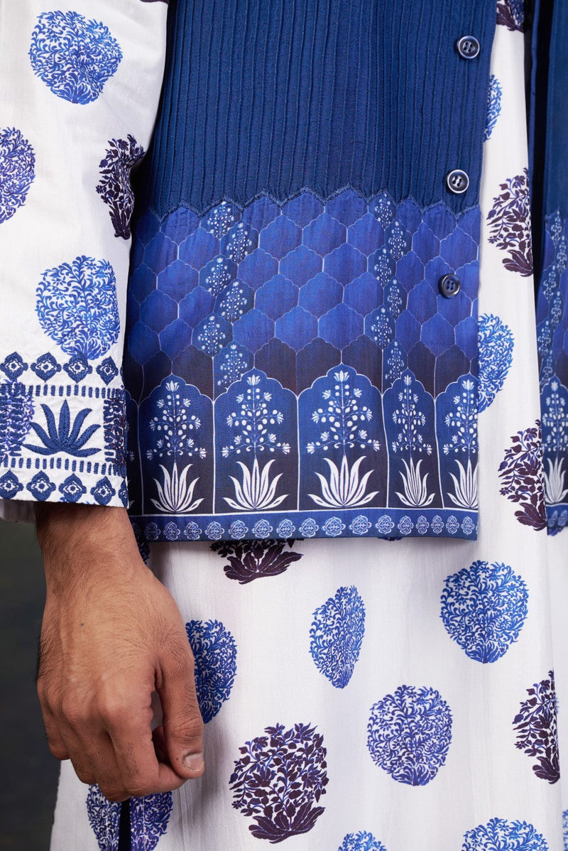 Buuti Print Nehru Jacket with Kurta & Pyjama