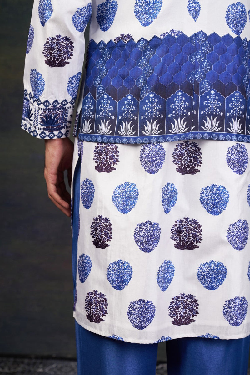 Buuti Print Nehru Jacket with Kurta & Pyjama