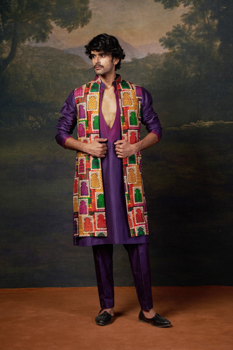 Nehru Jacket with Hand-Embroidered Kurta Set