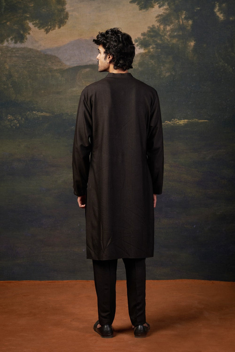 Hand-Embroidered Black Kurta Set