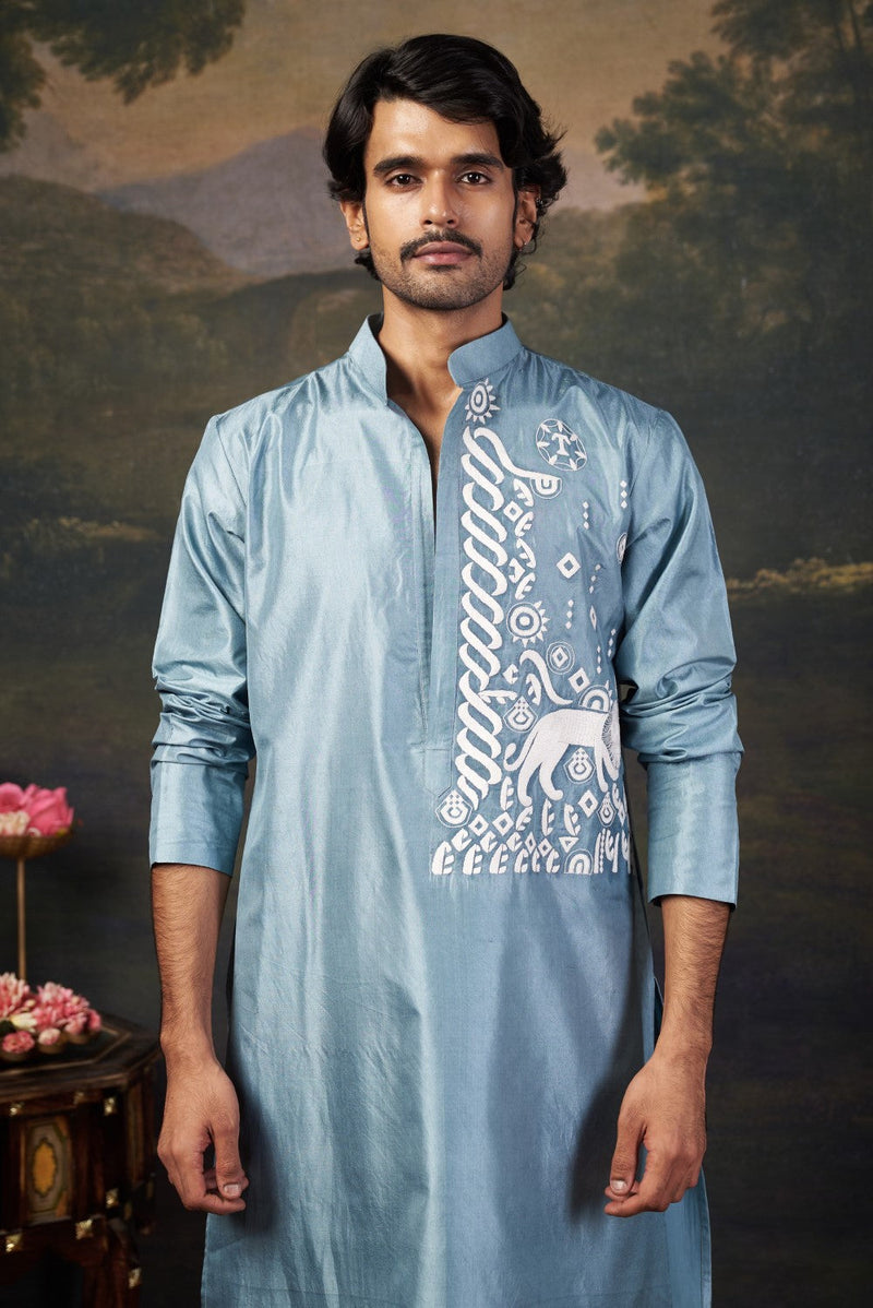 Hand-Embroidered Kurta with Pyjama