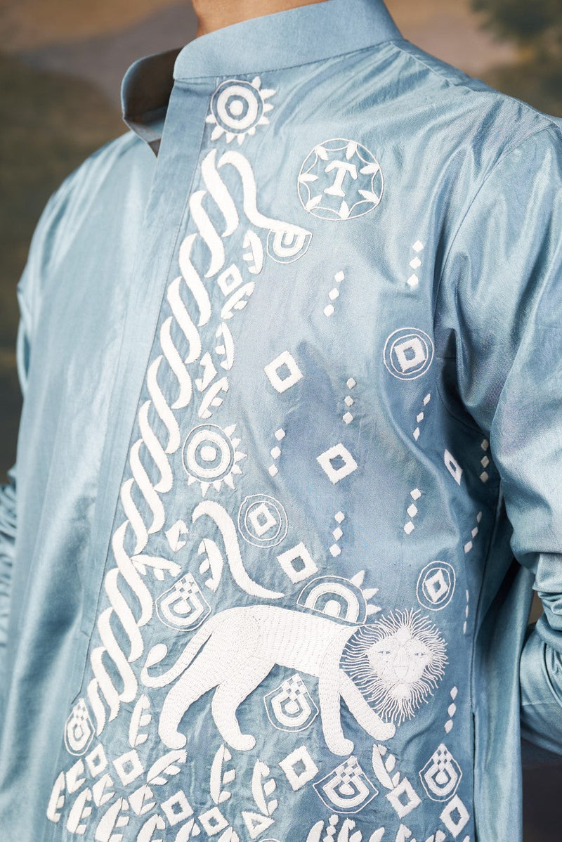 Hand-Embroidered Kurta with Pyjama