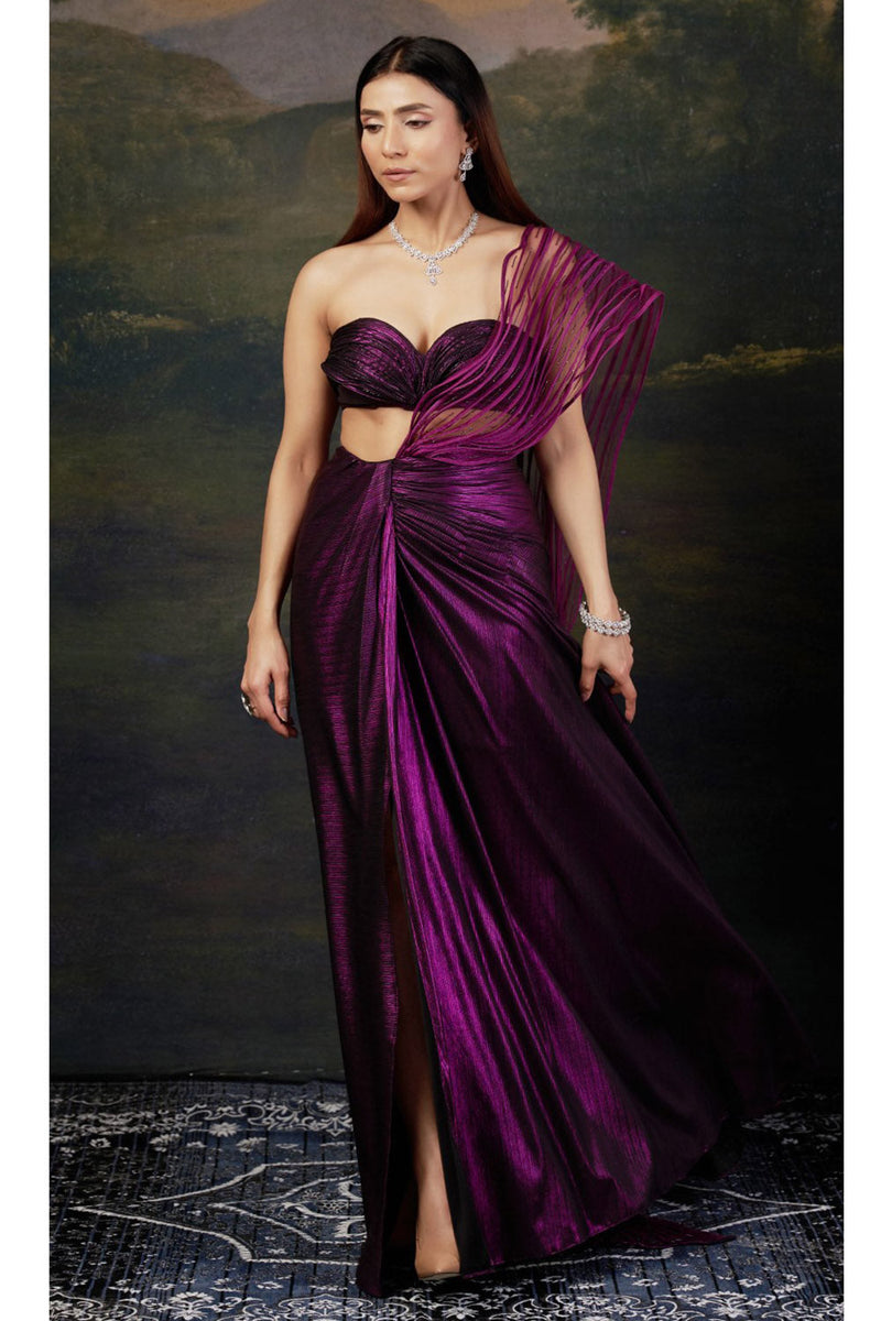 Embellished Saree gown with Intricate Katdana & Wire Work Pallu