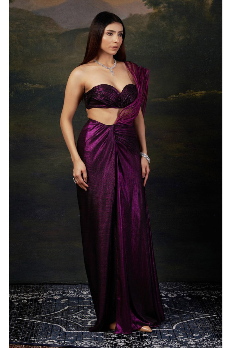 Embellished Saree gown with Intricate Katdana & Wire Work Pallu