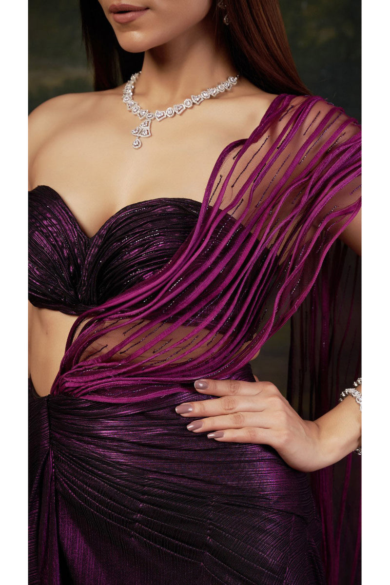 Embellished Saree gown with Intricate Katdana & Wire Work Pallu