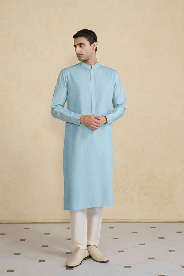 Samit Silk Kurta - Powder Blue
