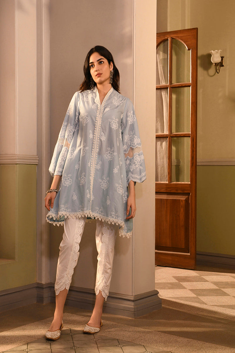 Azara Kurta with Border white Dhoti Pants