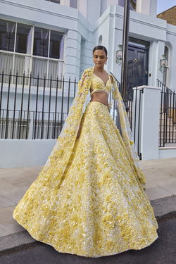 Yellow Floral Lehenga Set