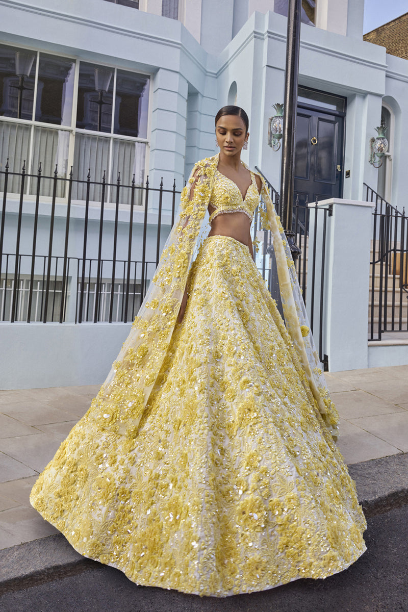 Yellow Floral Lehenga Set
