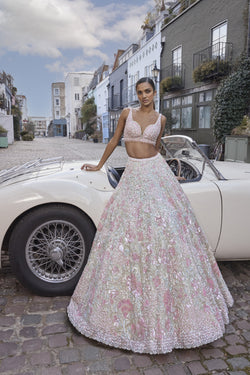 Sea Green Sequin Lehenga Set