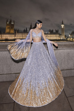 Silver Gold Sequin Lehenga Set