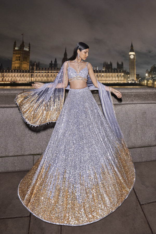 Silver Gold Sequin Lehenga Set
